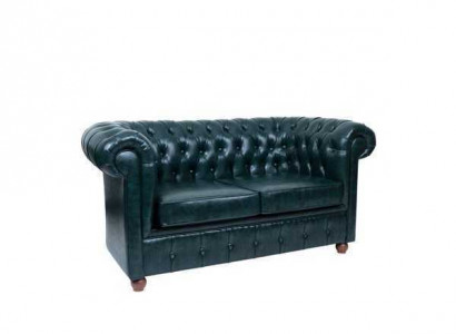 Dark blue Chesterfield two-seater modern sofa 2-seater 2-person sofa
